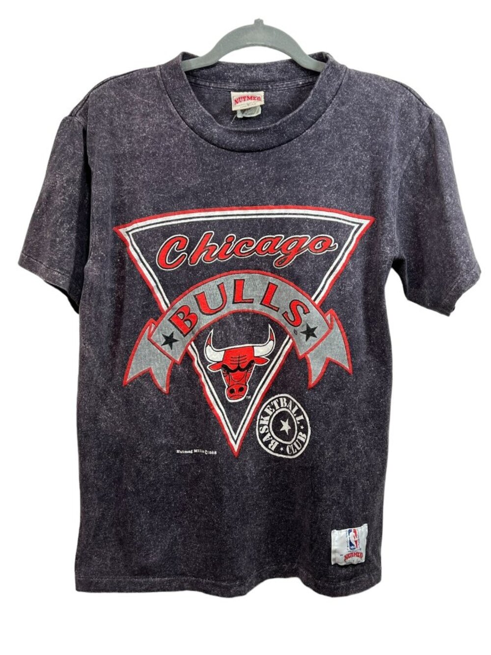 Vtg 1988 Nutmeg Chicago Bulls Logo Graphic Black Single Stitch T Shirt Jordan M